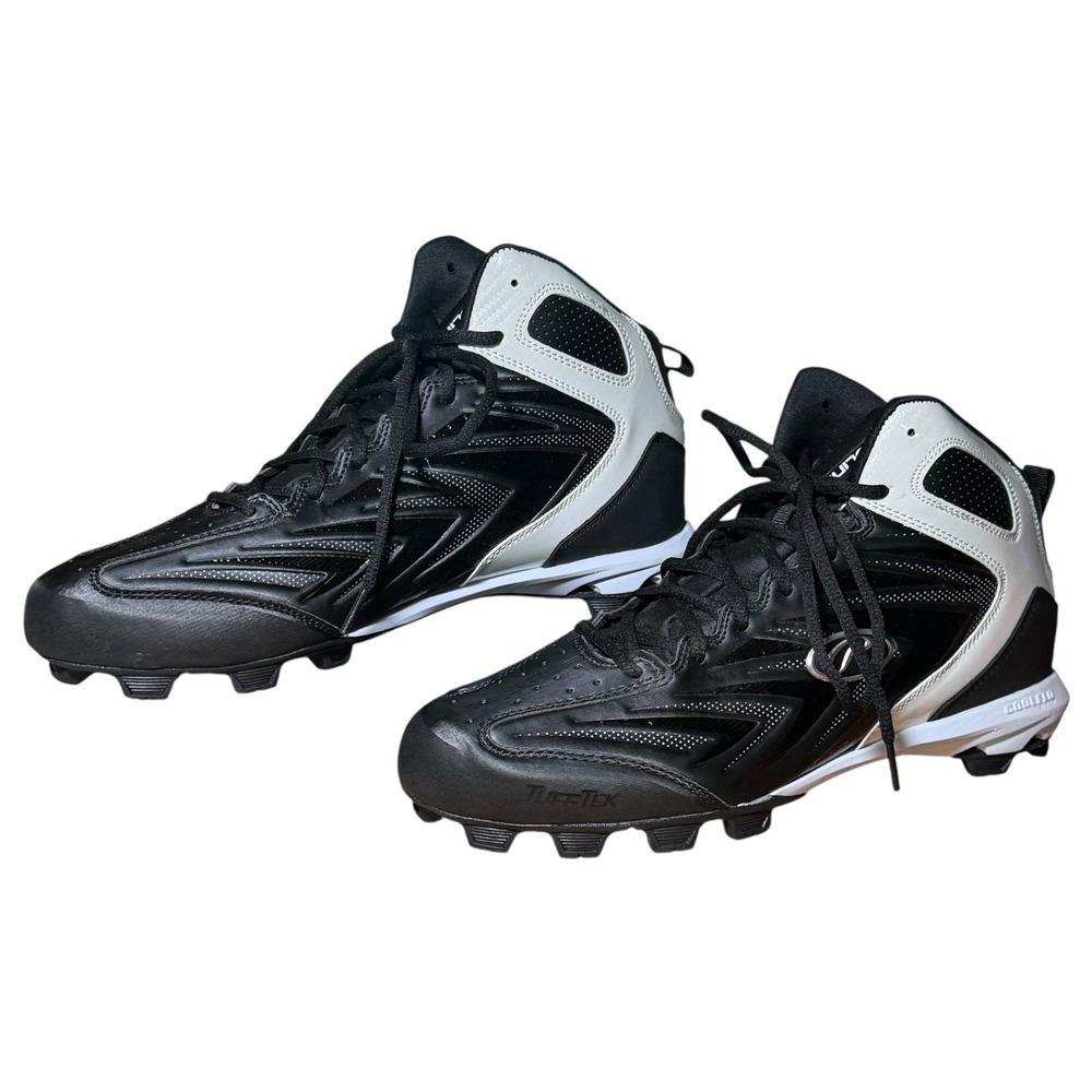 Rawlings Men‎ Black White Mid Top Baseball Cleats TuffTek Coolflo Size 11.5
